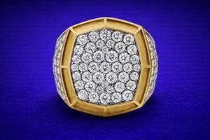 Anillo de cóctel de diamante, anillo de moissanita redonda, anillo de compromiso y boda de plata de ley 925 para hombre, anillo de fiesta grande - Product Image 4