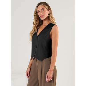 2025 femmes lin bouton sans manches robe 2025 à la mode affaires tenues décontractées pour printemps et été Sexy tissé gilet hauts - Product Image 2