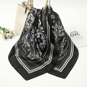 Wholesale Adult Casual Summer Women Retro Cashew <b>Scarf</b> Soft Floral Printed Square Custom Head Wrap Fashion Satin <b>Silk</b> <b>Scarf</b> - Product Image 4