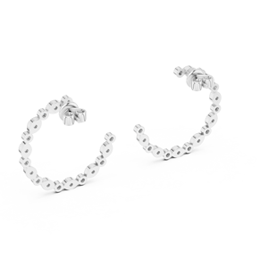 Pendientes de Aro de Diamantes Cultivados en Laboratorio, Redondos, de Lujo, en Oro Blanco de 14K, Edición Limitada Especial, Disponibles en 10K, 14K y 18K - Product Image 3