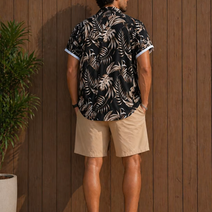 Men's Casual Beech Wear Summer Shirt 300 Grams Breathable Quick Dry Eco-Friendly Short Sleeve Floral Print Design 100% Polyest - Product Image 2