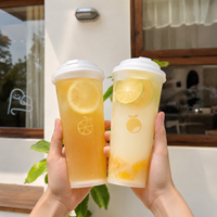 Vaso Transparente de PP IML para Té de Burbujas con Tapa, Logotipo Personalizado, 12oz 16oz 20oz 24oz para Té con Leche, Café y Jugos, Venta al Por Mayor