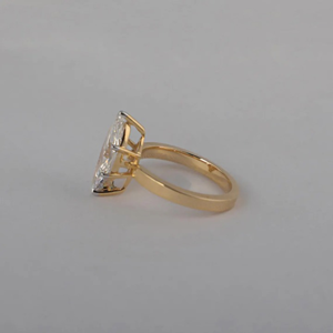 Bague en or jaune avec diamant taille marquise de 2 carats, bague de fiançailles classique pour femme - Product Image 2