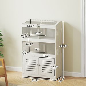 Cream White Large Hamster Cage with <b>Storage</b> <b>Cabinet</b> Clear Transparent Panels for Multiple <b>Small</b> Pets Including Rats - Product Image 2