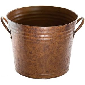 Rustic Distressed Metal <b>Planter</b> Pot, Vintage Weathered Patina Galvanized Steel Flower Pot for Garden Home Decor, Indoor Outdoor - Product Image 4