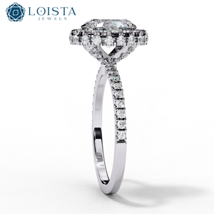 แหวนหมั้นเพชรทรงวงรี LOISTA สำหรับผู้หญิง แพลตตินั่ม เพชรธรรมชาติ ทรงคลาสสิก ได้รับการรับรองจาก GIA - Product Image 3