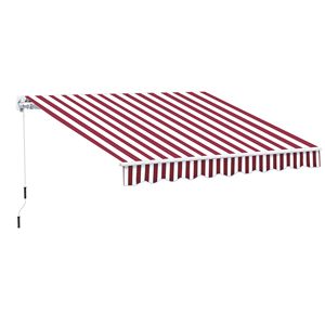 Toldo Retráctil Rayado Borgoña de 10x8 pies para Patio, Toldo Exterior con Manivela para Terraza y Jardín, Incluye Soportes para Toldo - Product Image 1