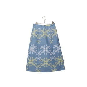 ODM Imprimer Genou Longueur Niveau Femmes Motif Floral Bleu Denim Jupes - Product Image 2