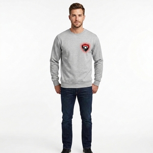 Custom Wholesale Men's <b>Black</b> <b>Crew</b> <b>Neck</b> Lined Solid Streetwear <b>Sweatshirt</b> Logo Regular Fit Casual Spring Woven 100% Cotton - Product Image 3