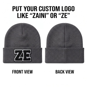 ZAINI ZI-339 หมวกบีนนี่ถักอะคริลิคพรีเมียม 280 GSM หมวกกันหนาวแบบมีขอบสีเทาเข้ม - Product Image 1