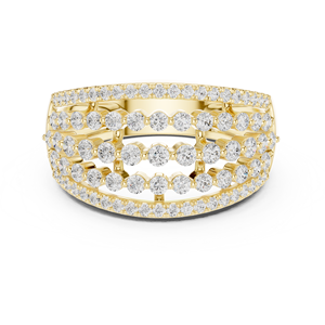 Anillo de Diamantes de Varias Hileras en Oro Amarillo, Corte Redondo, Anillo de Eternidad para Mujer, Joyería de Compromiso de Lujo - Product Image 1