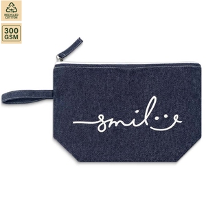 400 GSM Non Laminated Denim Cosmetic <b>Makeup</b> Pouch Travel <b>Makeup</b> 15x17 cm Flat Custom Logo Wholesale OEM Bulk Order Model SS272A - Product Image 4