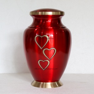 High Quality Brass Cremation Urn for Adult Human Ashes with Engraved Hearts Design Customizable Urns Funeral Supplies - Product Image 1