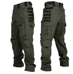 Mens Tactical Cargo Pants <b>Multi</b> Pocket Workwear Style Grey Polyester Canvas Breathable Elastic Waist Autumn Fit - Product Image 2
