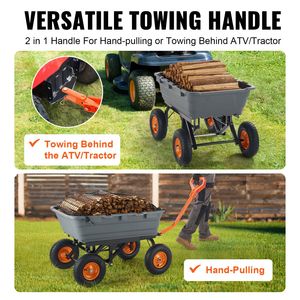 Carrello da Giardinaggio Durevole in Polietilene, Montaggio Semplice, Struttura in Acciaio, Versatile, 4 Ruote, Maniglia a Doppia Funzione, Pratico - Product Image 3