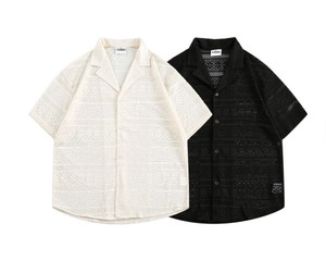 Camisa Casual de Punto para Mujer, con Botones, Manga Corta, Estampado Geométrico, Cuello Camisero, Corte Holgado, para Primavera/Verano - Product Image 3