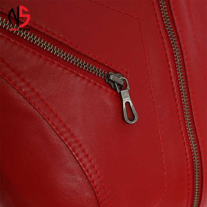 Blouson Moto Homme en Cuir PU Rouge, Col Mandarin, Imperméable, Respirant, Coupe-Vent, Hiver, Teint Uni, Décontracté et Élégant – Meilleure Vente - Product Image 4