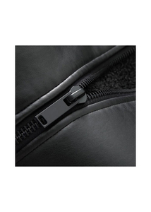 Chaqueta de Moto Estilo Cuero Negra para Hombre, Corte Regular, Color Sólido, Cierre de Cremallera, Resistente al Viento, Cuello Camisero, Ropa de Invierno - Product Image 3