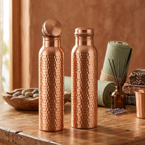 Botella de Agua de Cobre Puro Martillada a Mano para Beneficios Ayurvédicos, Venta al Por Mayor Personalizada - Product Image 4