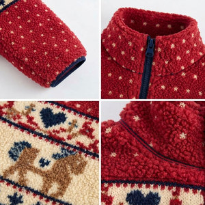 Veste en polaire pour homme, col montant rouge, fermeture éclair, épaisse, chaude pour l'hiver, avec impression personnalisée, nouveau style, veste en polaire sherpa - Product Image 6