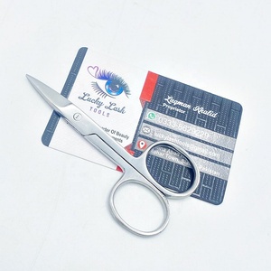 Etiqueta personalizada profesional Tijeras para cejas de acero inoxidable Pestañas postizas de plata Esenciales de maquillaje con hoja recta - Product Image 2