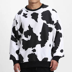 Sweat-shirt à col rond pour homme, imprimé vache, coupe ample, coupe régulière, tricoté, 100% coton, vêtement d'automne - Product Image 1
