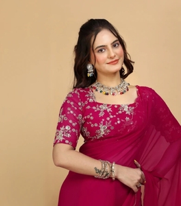 Sari de Georgette Bordado al Estilo Bollywood KV - Product Image 1