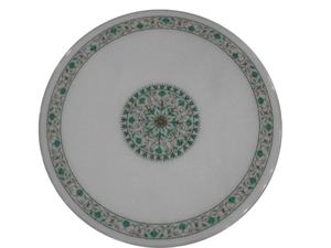 Cubierta de Mesa de Comedor Hecha a Mano con Incrustaciones de Mármol Blanco - Muebles para el Hogar Resistentes al Agua para Uso en Hoteles - Product Image 6