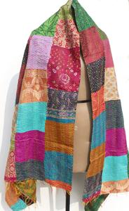 มาใหม่อินเดีย Kantha ผ้าพันคอผ้าไหมผ้าพันคอขโมยโบฮีเมียนฮิปปี้แฮนด์เมดโบฮีเมียนผ้าพันคอสําหรับผู้หญิง - Product Image 3