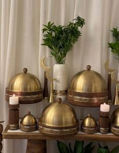 Premium Dome Food Warmer with Cover Collection with Decorative Wooden Base Luxury Casserole Serving for Eid Majlis & Catering - Product Image 1