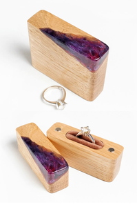 Boîte à bagues unique en bois et résine à double compartiment, faite à la main, pour demande en mariage et mariage, vente en gros BARKHA STAR - Product Image 4