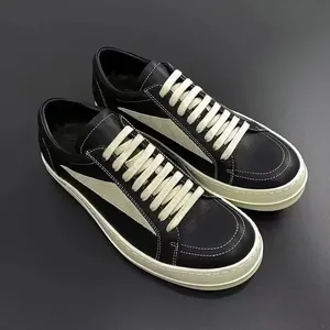 Nouvelles chaussures décontractées en cuir véritable pour hommes, chaussures de skate à semelle épaisse, baskets à lacets pour jeunes hommes - Product Image 1