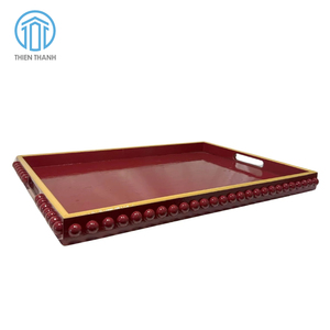 ถาดไม้ MDF เคลือบเงาตกแต่งแบบกำหนดเอง ถาดเสิร์ฟทำมือ ถาดไม้หรูหราสำหรับโรงแรม ธุรกิจบริการ ขายส่ง สีแดง - Product Image 2