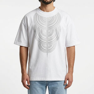 เสื้อยืดคอกลมแขนสั้นสีขาวสำหรับผู้ชาย ทรงปกติ สไตล์ลำลอง ผ้าถักเนื้อเรียบ สีพื้น ดีไซน์เรียบง่าย ผ้าคอตตอนเจอร์ซีย์ - Product Image 5