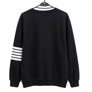 Wholesale Custom Solid Color Men's Ribbed Crewneck Casual Athletic Drop Shoulder Varsity Striped Sleeve Pullover Fleece Autumn - Product Image 2