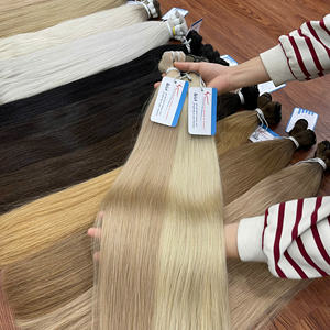 Precio al por mayor Rubio Recto Raw Bundle Hair 100% Extensiones de cabello de Trama humana Sin enredos Sin desprendimiento Super sedoso Listo para enviar - Product Image 1
