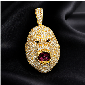 เครื่องประดับฮิปฮอปสุดเทรนดี้ เงินแท้ 925 จี้รูปหน้ากอริลลาการ์ตูนประดับเพชรโมอิสซาไนต์ ชุบโรเดียม ของขวัญสุดพิเศษ - Product Image 5