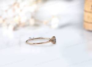 Anillo de Cuarzo Rutilado Negro de 14K, Anillo Minimalista, Regalos de Aniversario, Anillo Pequeño Redondo, Anillo de Plata Rosa, Anillo Redondo de Cuarzo, Anillo para Mamá - Product Image 2