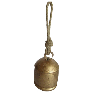 Traditional Wholesale Vintage Brass <b>Christmas</b> Cow Bell Antique <b>Gold</b> Hanging Bells on Jute Rope For Holiday Home Farmhouse <b>Decor</b> - Product Image 1