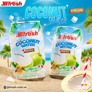 Bebida de Agua de Coco JBfresh 330ML, Jugo de Coco Fresco Enlatado de Vietnam, Coco Verde Joven, Fabricante OEM, Marca Privada - Product Image 5