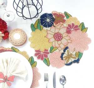 Decorative <b>Beaded</b> <b>Placemats</b> Handmade Intricate Embroidery Dining Table Mats for Luxury Home Hotel Restaurant and Party Use - Product Image 2