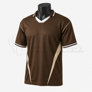 Camiseta de Fútbol Unisex Marrón con Cuello en V, Manga Corta, Absorbe la Humedad, Transpirable, Poliéster, Corte Regular para Adultos, Todas las Temporadas, Personalizable - Product Image 3