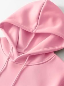 Sudadera con Capucha Rosa Unisex de Corte Regular, con Logotipo Estampado en la Parte Delantera, Bolsillo con Estampado Digital, Ropa Casual de Invierno, 100% Algodón - Product Image 2
