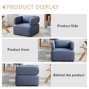 Fauteuil de lecture en velours Teddy de style Mid-Century, chaise d'appoint avec coussins épais, siège rembourré en coton, canapé de salon - Product Image 5