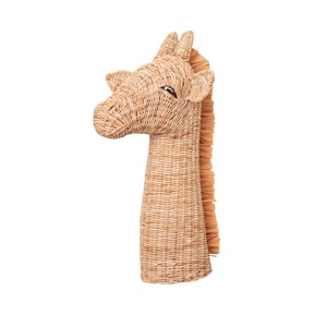 Décoration murale en rotin pour chambre d'enfant, tête de girafe safari, artisanat durable en osier, art mural sur le thème de la faune. - Product Image 3