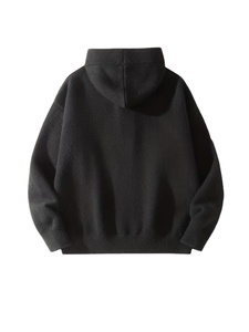 Men's Autumn Winter Knit Sweater Hooded Solid Color Loose Fit Button Pullover 100% Cotton Breathable Quick Dry Anti-Pilling ODM - Product Image 2