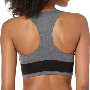 Soutien-gorge de sport yoga pour femme à maintien élevé, séchage rapide, respirant, en Spandex/Nylon, sans coutures, col rond, surpiqûres contrastées, bretelles non ajustables - Product Image 5
