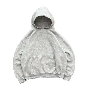 <b>Men's</b> Oversized <b>Grey</b> Hoodie Vintage Acid Wash Raglan Sleeve <b>Sweatshirt</b> with Front Pocket - Product Image 1