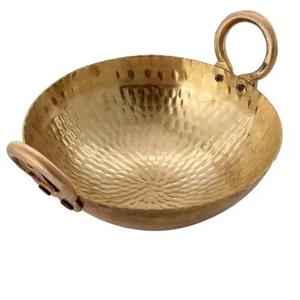 Round Pure Brass Kadahi With Dual Handle And Lid Traditional Chinese Cookware <b>Pot</b> For Stovetop <b>Cooking</b> Durable - Product Image 4