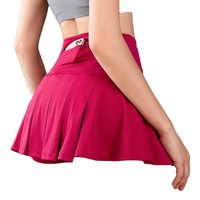Jupe-short plissée unie taille haute personnalisée pour femme avec poches, pour le padel et le tennis, sous-short intégré, 100% coton, séchage rapide